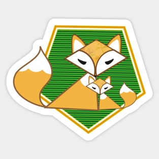 Two foxes on a patch Sticker